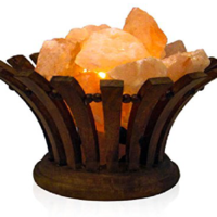 Oval Wooden Salt Basket Lamp