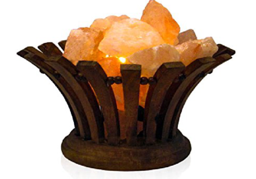 Oval Wooden Salt Basket Lamp