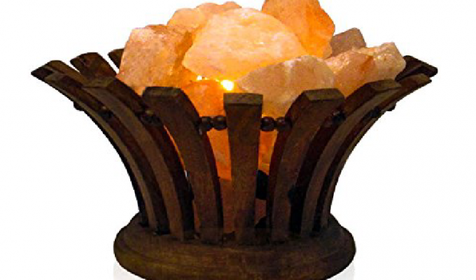 Oval Wooden Salt Basket Lamp
