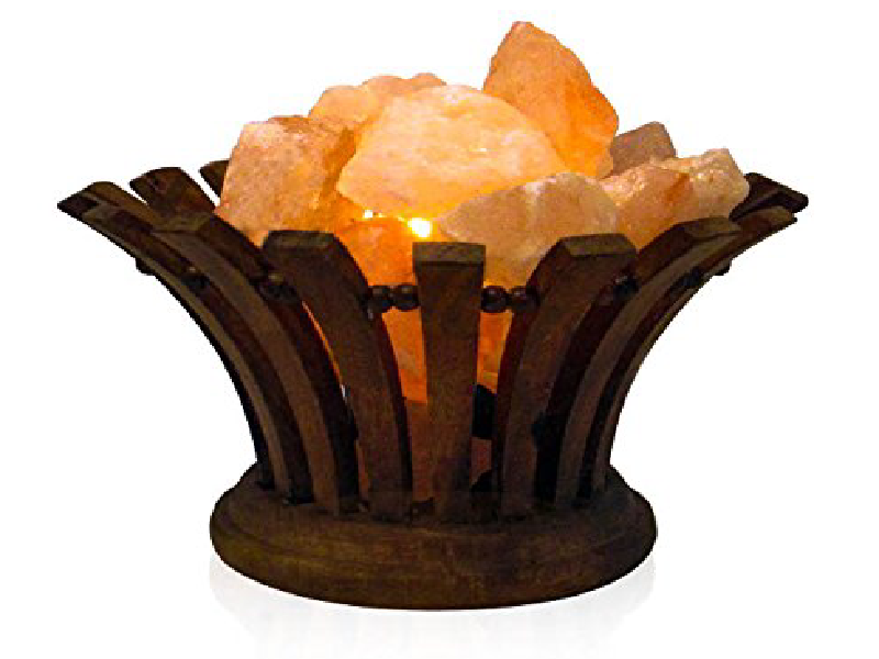 Oval Wooden Salt Basket Lamp