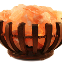 Round Wooden Salt Basket Lamp