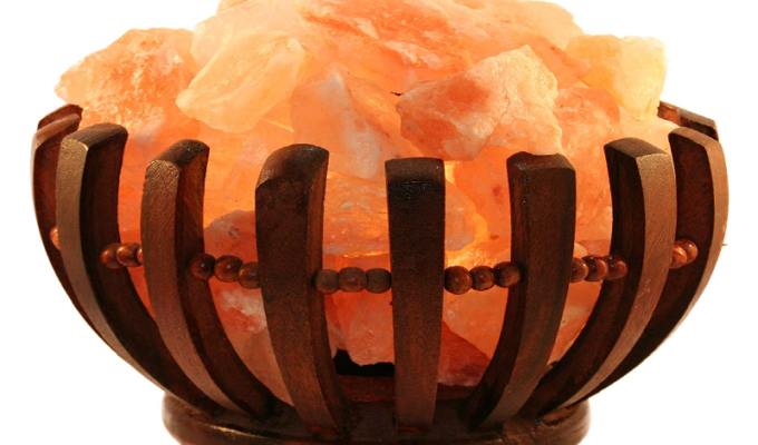 Round Wooden Salt Basket Lamp