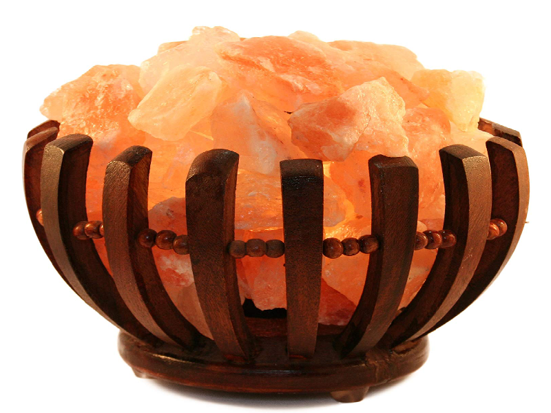 Round Wooden Salt Basket Lamp